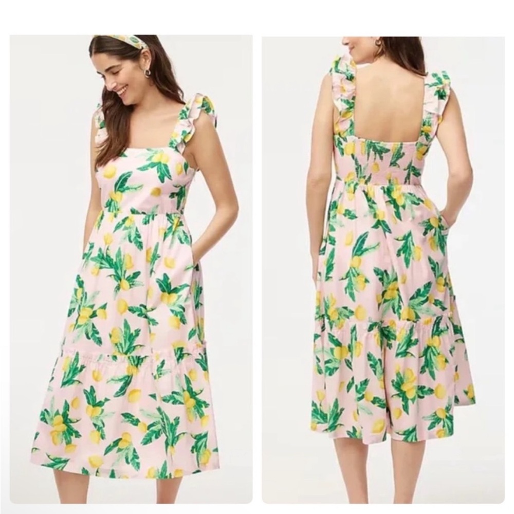 Nwt Jcrew square neck printed cotton midi dress size 6